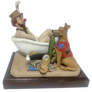 A Hard Day's Bath Ceramic Figurine Carnival of Circus Ron Lee Vintage 1985